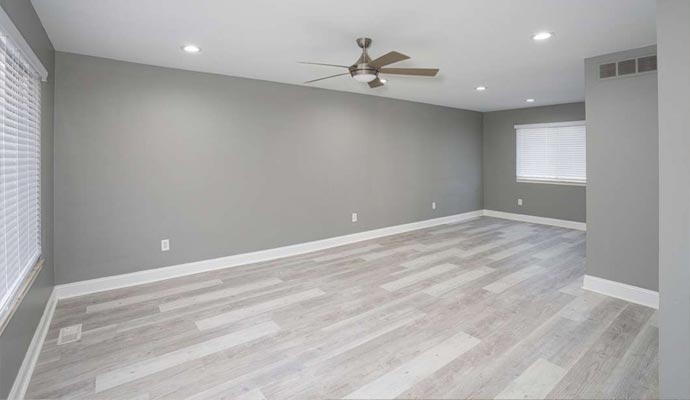 Newly constructed room with laminate floor